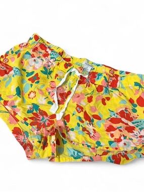J.Crew Floral Yellow Drawstring Shorts Sz M